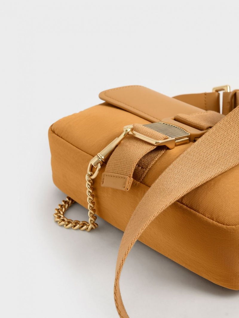 τσάντεσ ώμου Charles And Keith Aspen Metallic Belt πόρπης πορτοκαλι | 65097-WROP