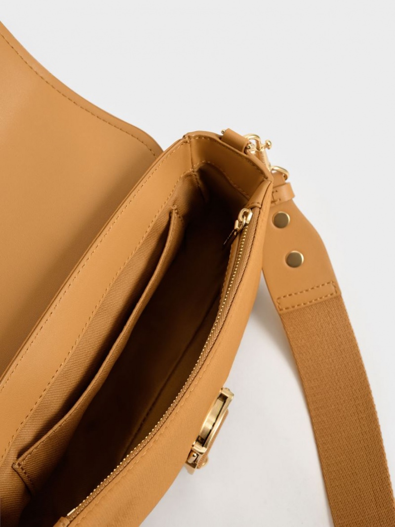 τσάντεσ ώμου Charles And Keith Aspen Metallic Belt πόρπης πορτοκαλι | 65097-WROP