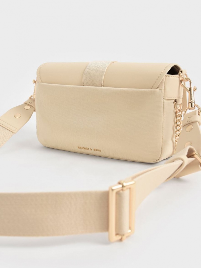 τσάντεσ ώμου Charles And Keith Aspen Metallic Belt πόρπης Μπεζ | 47981-BHJM