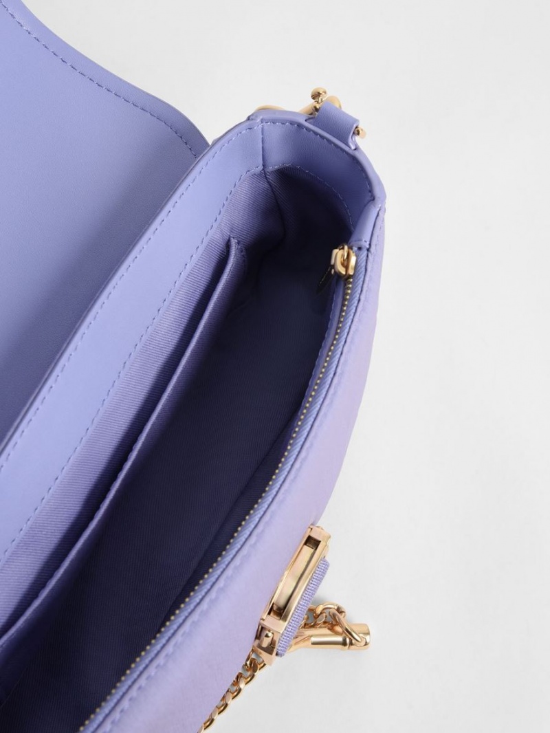 τσάντεσ ώμου Charles And Keith Aspen Metallic Belt πόρπης μωβ | 31087-MODW