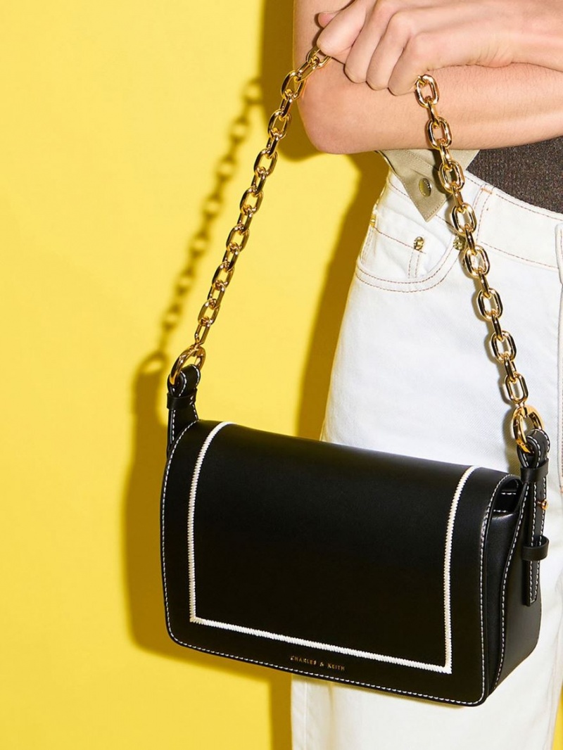 τσαντα χειροσ Charles And Keith Astra Chain μαυρα | 32918-DVFC
