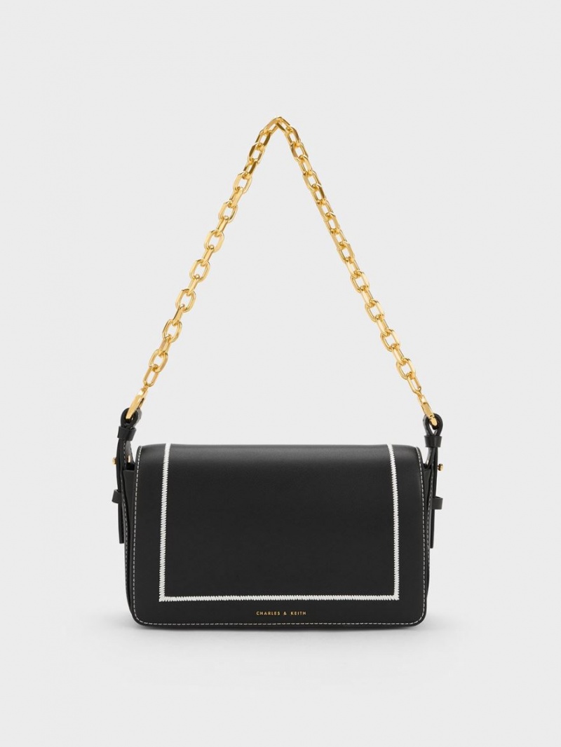 τσαντα χειροσ Charles And Keith Astra Chain μαυρα | 32918-DVFC