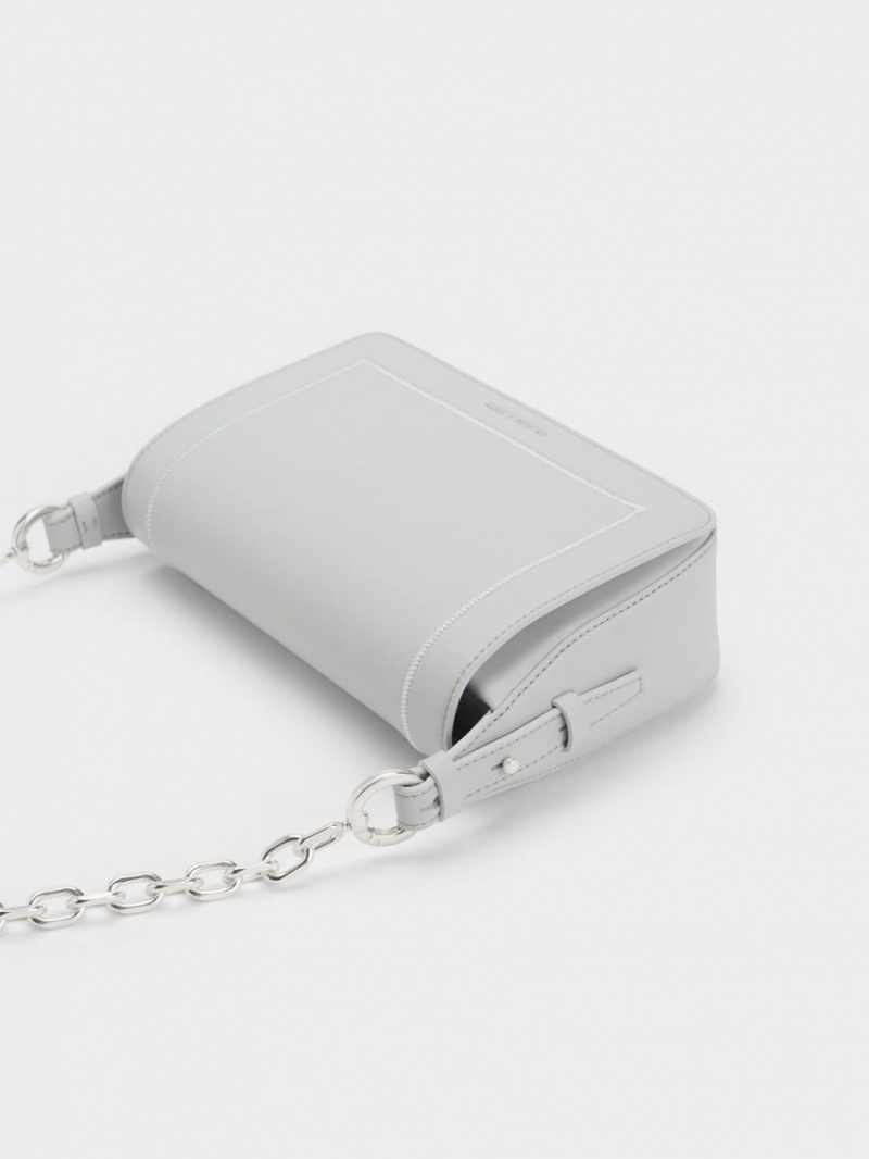 τσαντα χειροσ Charles And Keith Astra Chain ανοιχτο γκρι | 57239-SARM