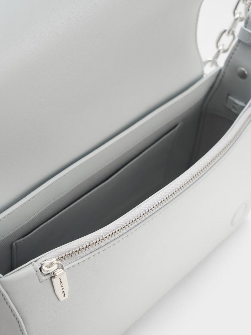 τσαντα χειροσ Charles And Keith Astra Chain ανοιχτο γκρι | 57239-SARM
