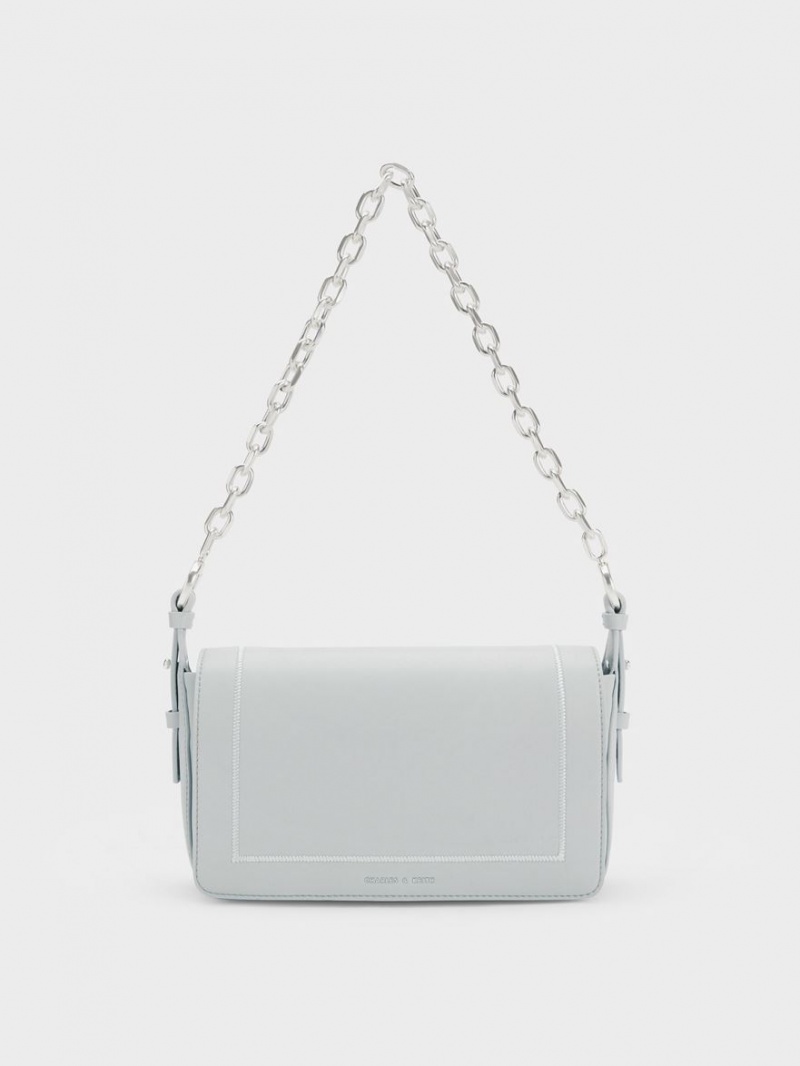 τσαντα χειροσ Charles And Keith Astra Chain ανοιχτο γκρι | 57239-SARM