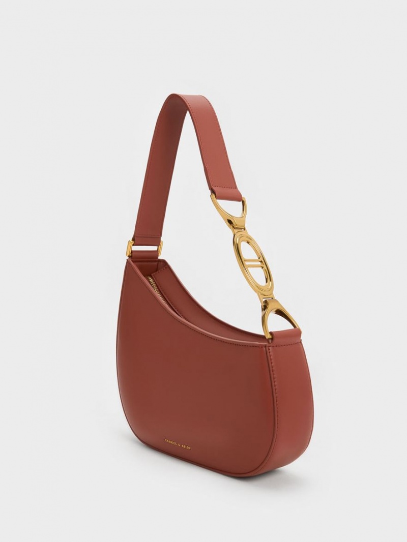 τσάντεσ ώμου Charles And Keith Asymmetrical καφε | 81540-HPEW