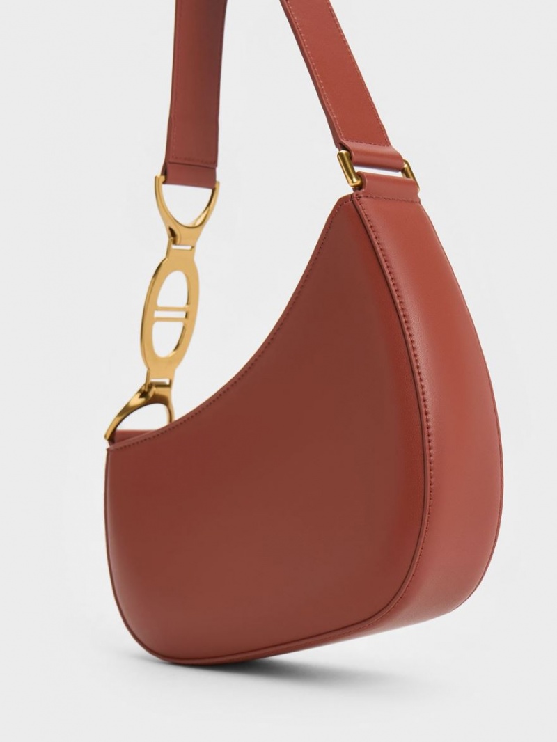 τσάντεσ ώμου Charles And Keith Asymmetrical καφε | 81540-HPEW