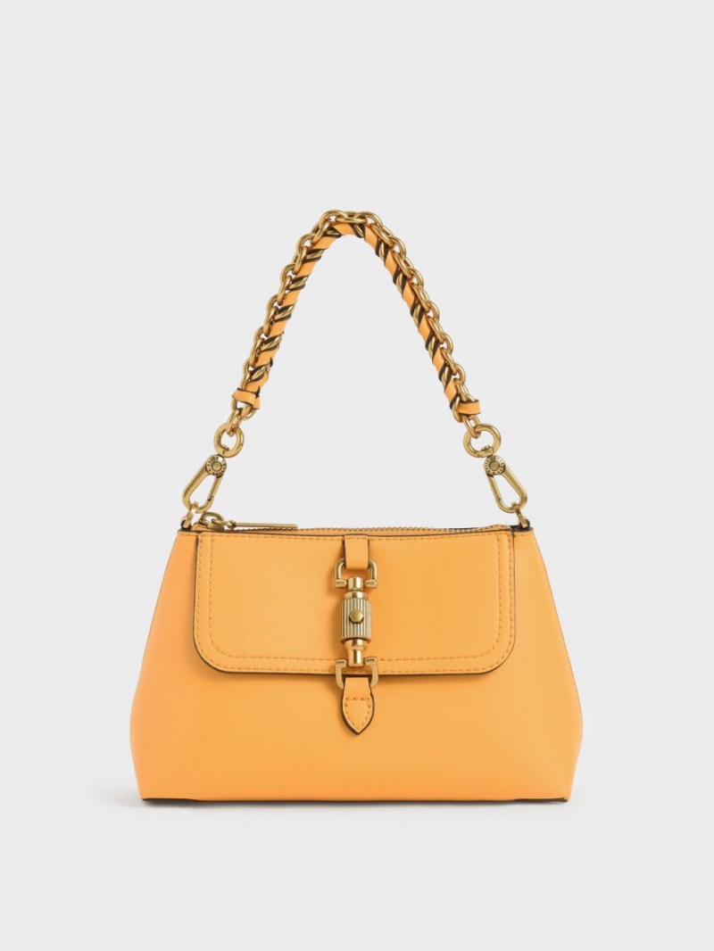 τσαντα χειροσ Charles And Keith Atlas Chain μουστάρδα | 57429-AJTV