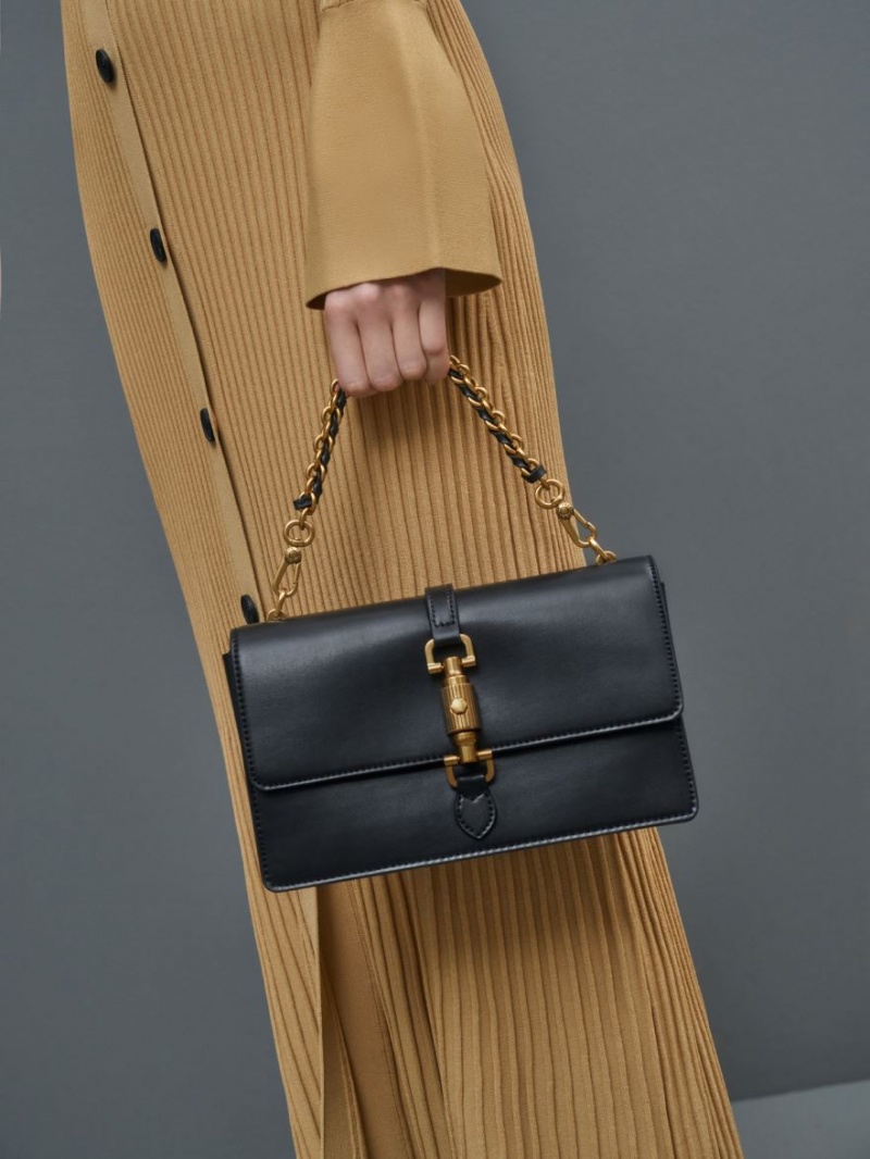 τσαντα χειροσ Charles And Keith Atlas Push-Lock Braided μαυρα | 26801-JWKG