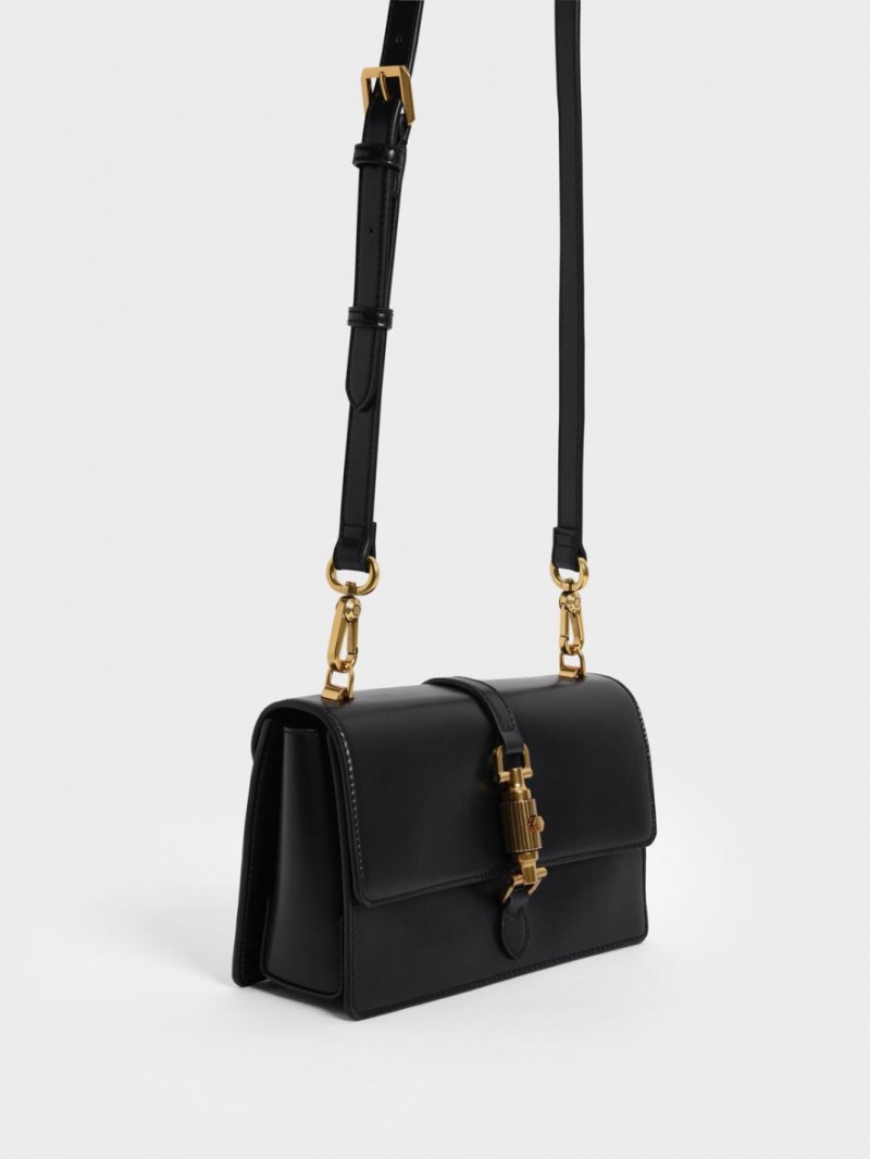 τσαντα χειροσ Charles And Keith Atlas Push-Lock Braided μαυρα | 26801-JWKG