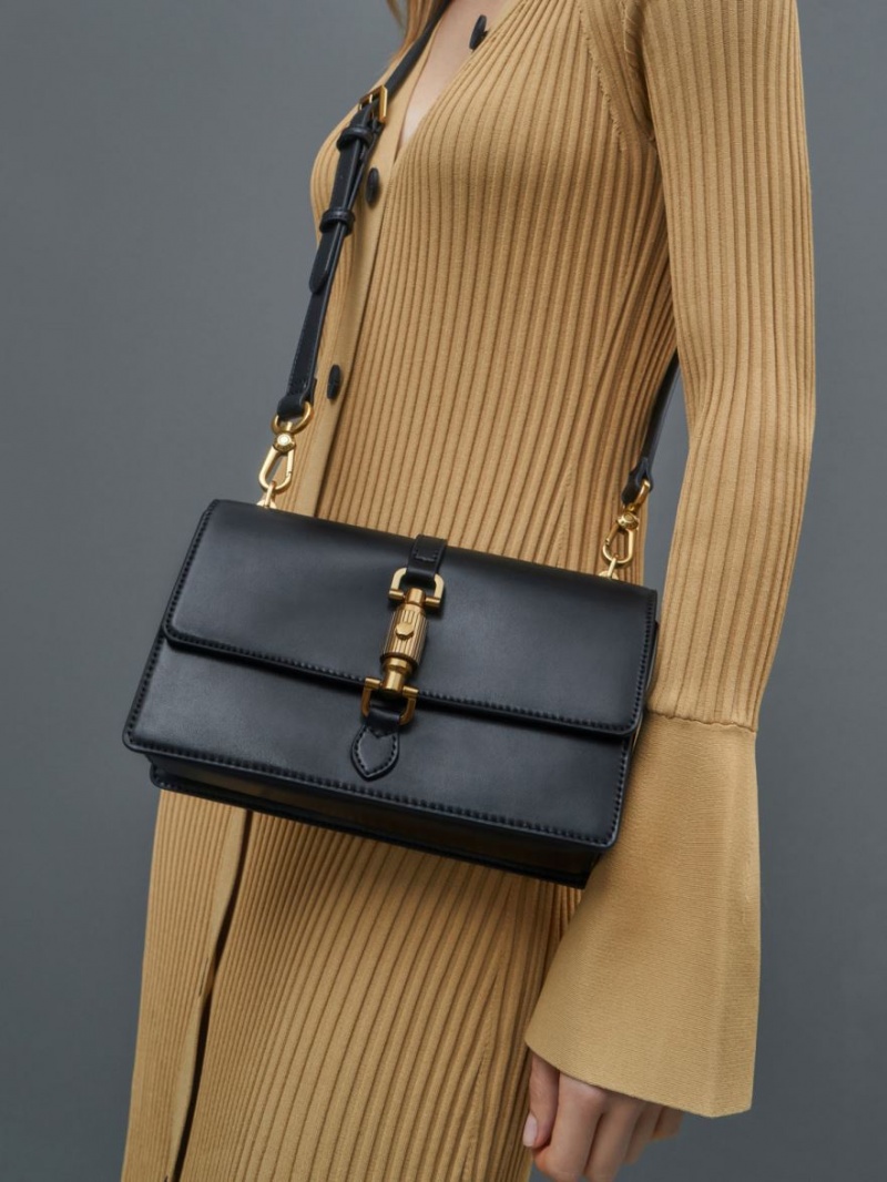 τσαντα χειροσ Charles And Keith Atlas Push-Lock Braided μαυρα | 26801-JWKG