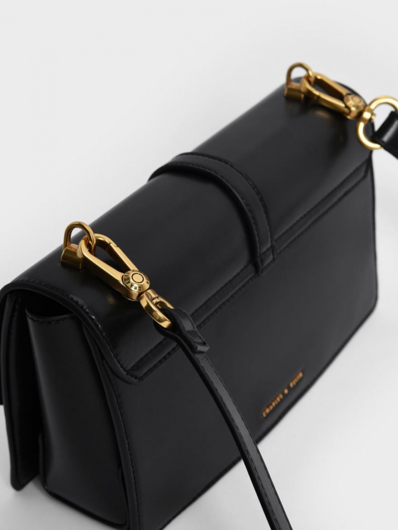 τσαντα χειροσ Charles And Keith Atlas Push-Lock Braided μαυρα | 26801-JWKG