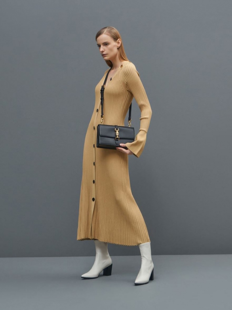 τσαντα χειροσ Charles And Keith Atlas Push-Lock Braided μαυρα | 26801-JWKG