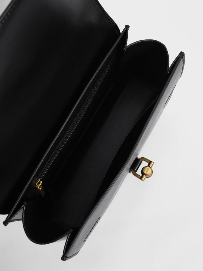 τσαντα χειροσ Charles And Keith Atlas Push-Lock Braided μαυρα | 26801-JWKG