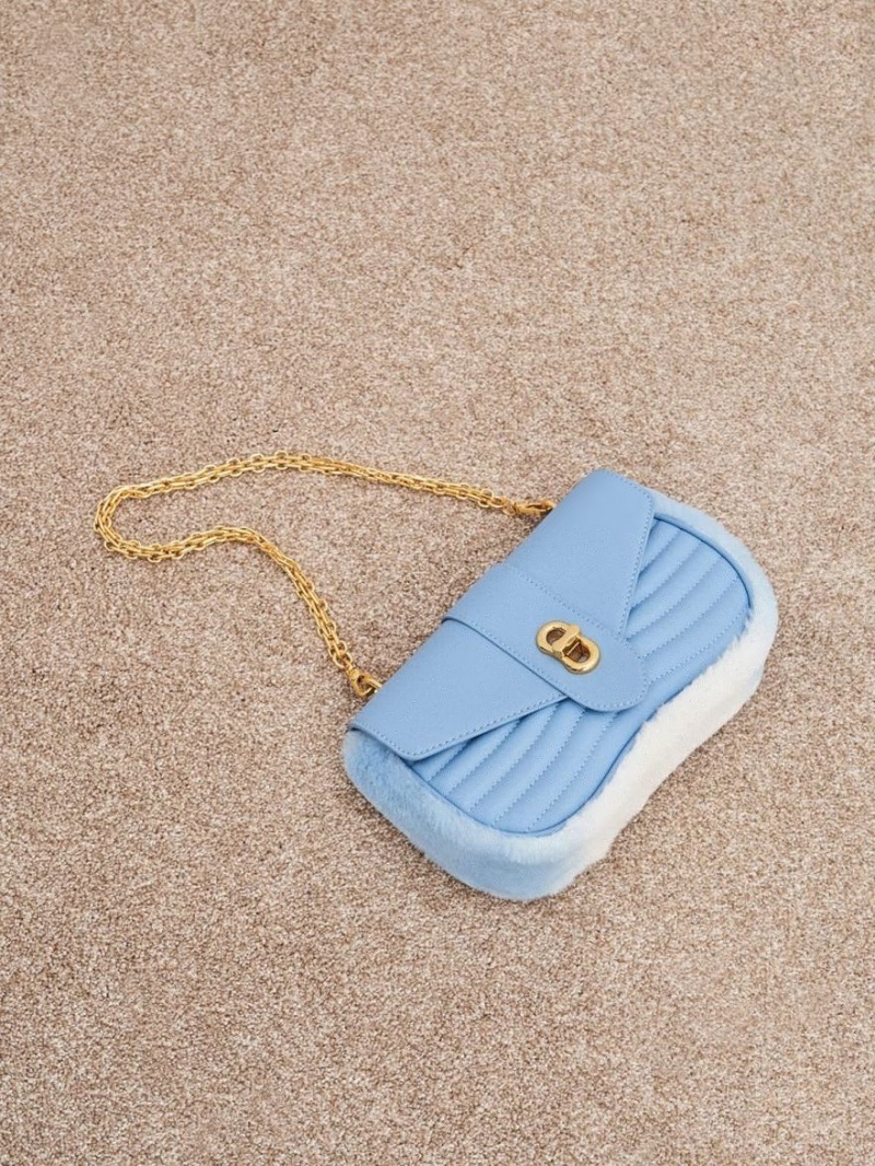 τσάντεσ χιαστί Charles And Keith Aubrielle Fur-Trim Panelled ανοιχτο μπλε | 03752-HSVC
