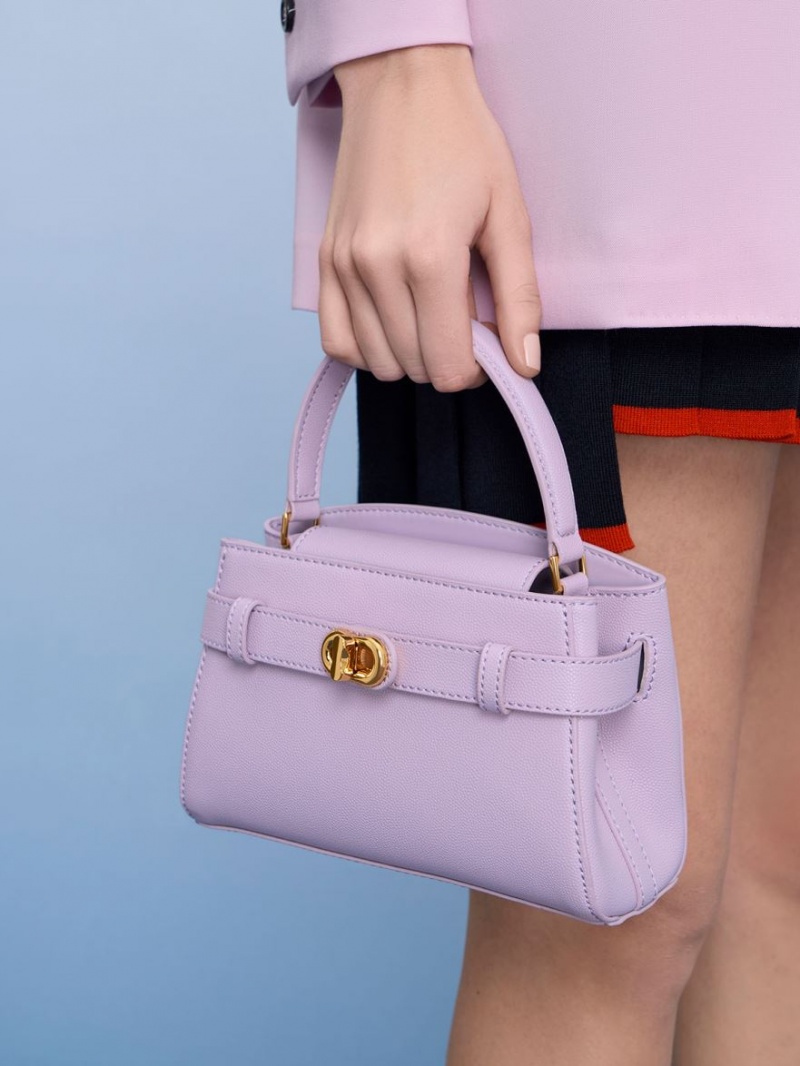 τσαντα χειροσ Charles And Keith Aubrielle Metallic πόρπης Top μωβ | 24901-WNSD