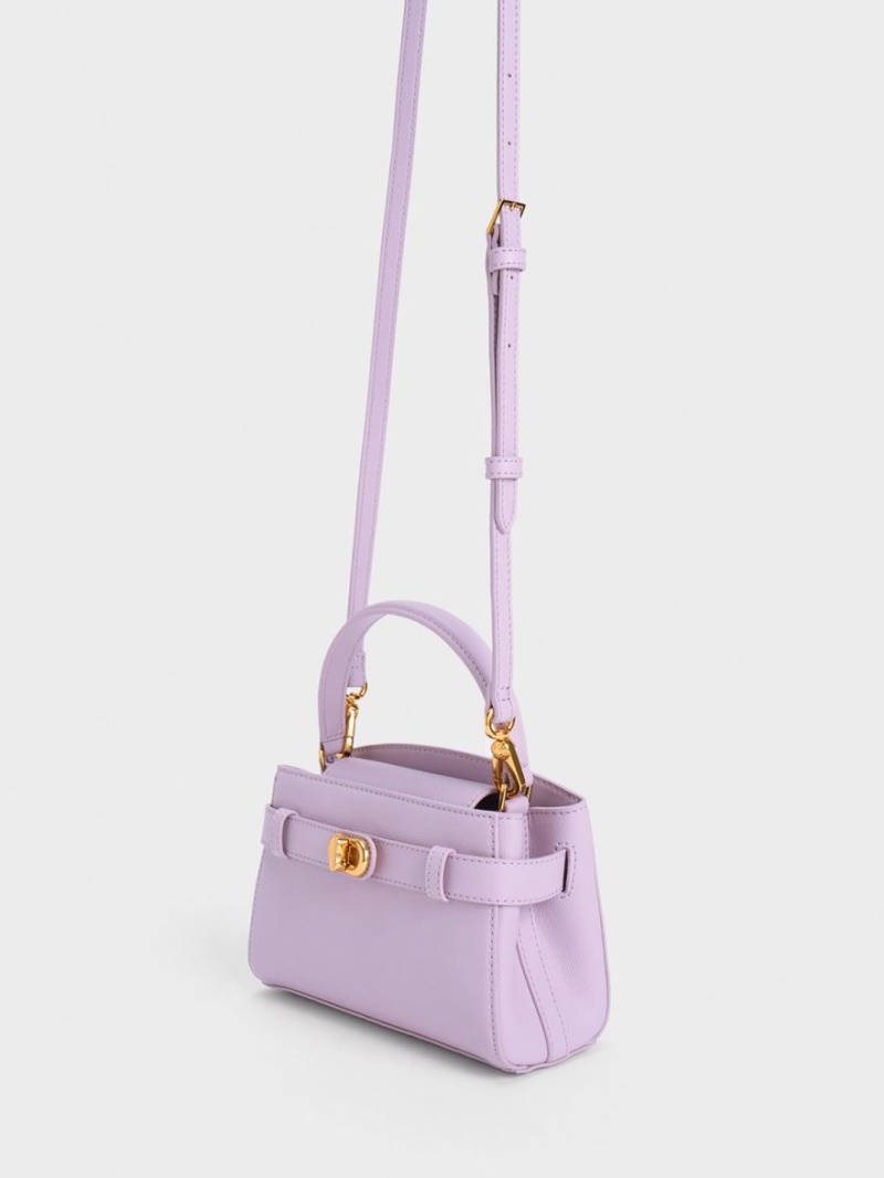 τσαντα χειροσ Charles And Keith Aubrielle Metallic πόρπης Top μωβ | 24901-WNSD