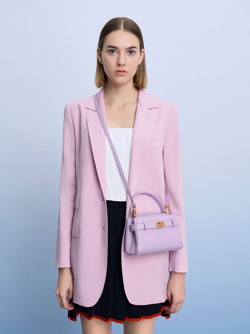 τσαντα χειροσ Charles And Keith Aubrielle Metallic πόρπης Top μωβ | 24901-WNSD