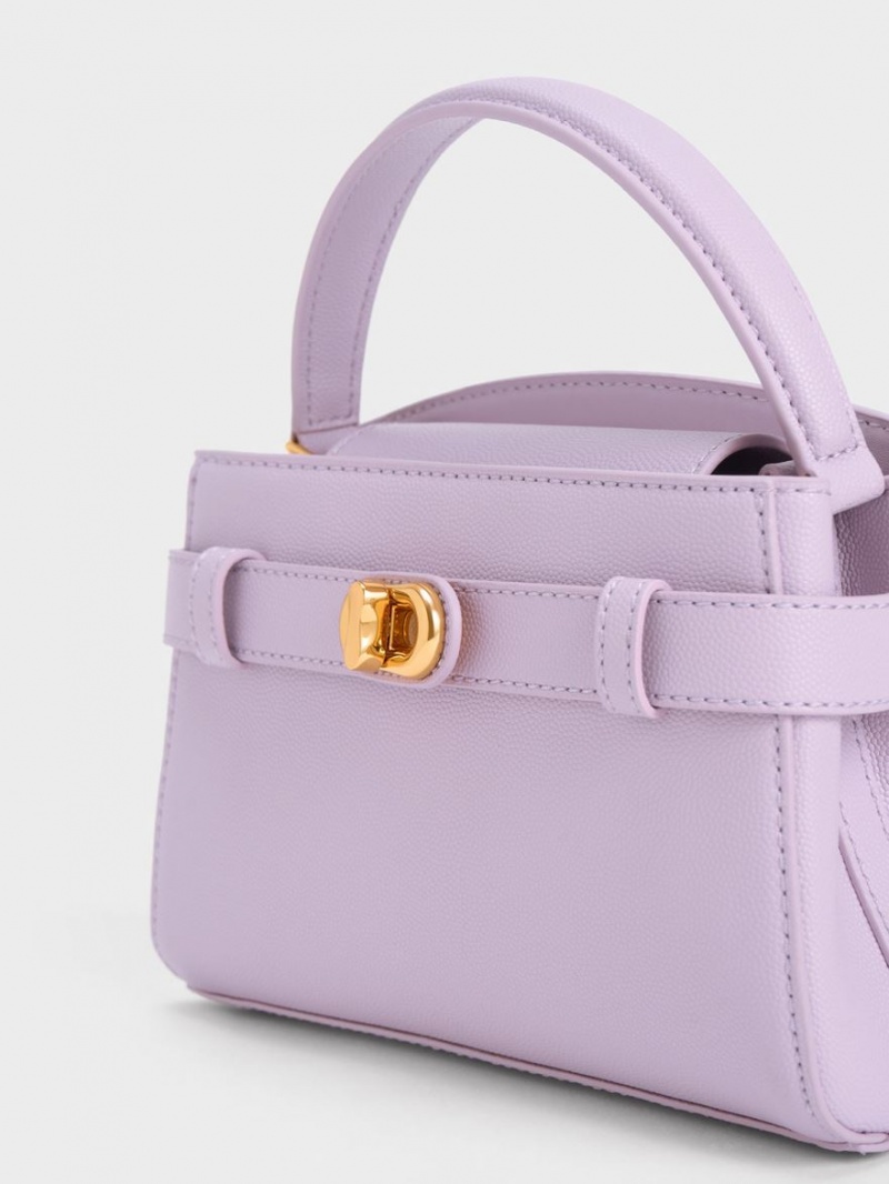 τσαντα χειροσ Charles And Keith Aubrielle Metallic πόρπης Top μωβ | 24901-WNSD