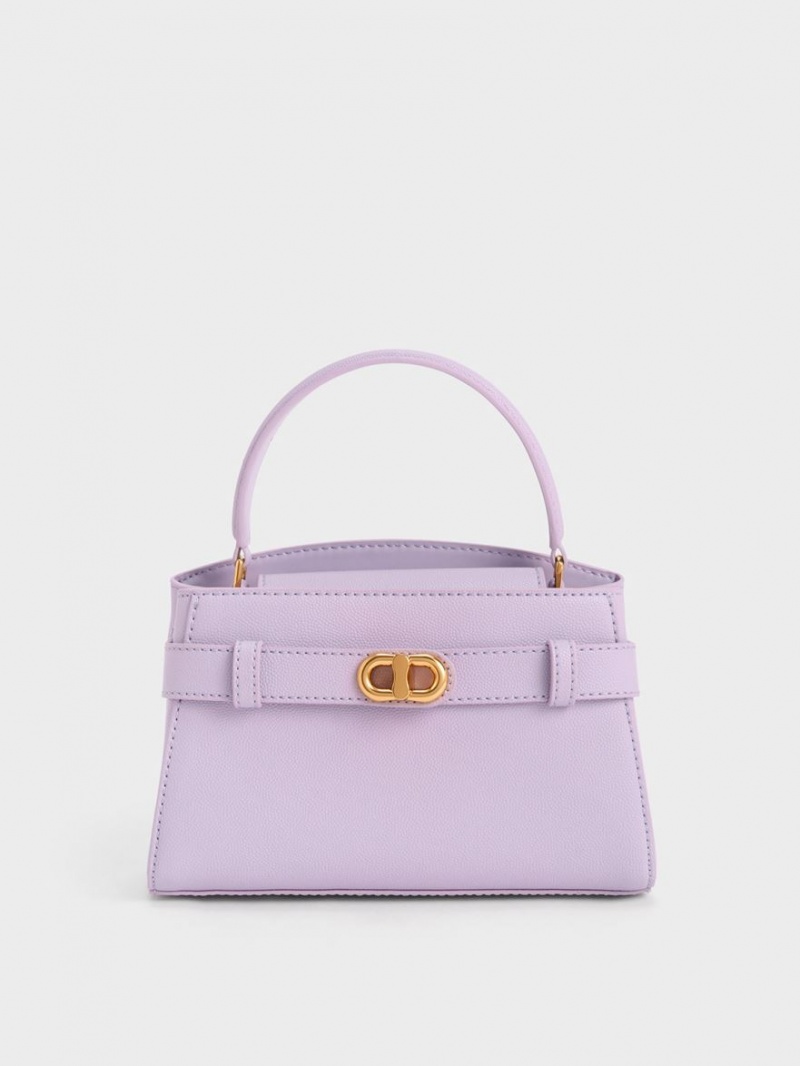 τσαντα χειροσ Charles And Keith Aubrielle Metallic πόρπης Top μωβ | 24901-WNSD