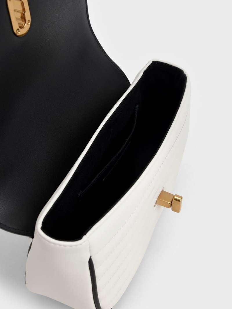 τσάντεσ χιαστί Charles And Keith Aubrielle Panelled μαυρα ασπρα | 69482-OUMH
