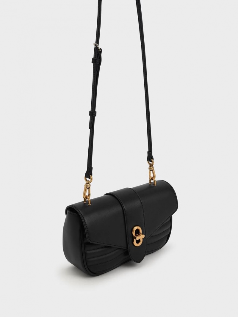 τσάντεσ χιαστί Charles And Keith Aubrielle Panelled μαυρα | 67593-TXDP
