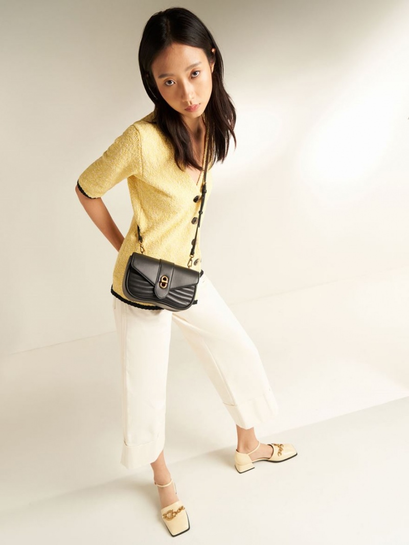 τσάντεσ χιαστί Charles And Keith Aubrielle Panelled μαυρα | 67593-TXDP