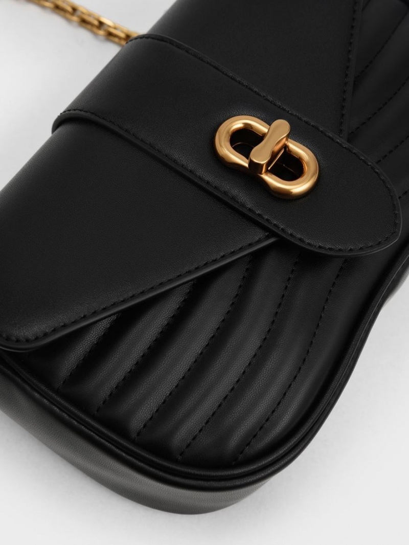 τσάντεσ χιαστί Charles And Keith Aubrielle Panelled μαυρα | 67593-TXDP