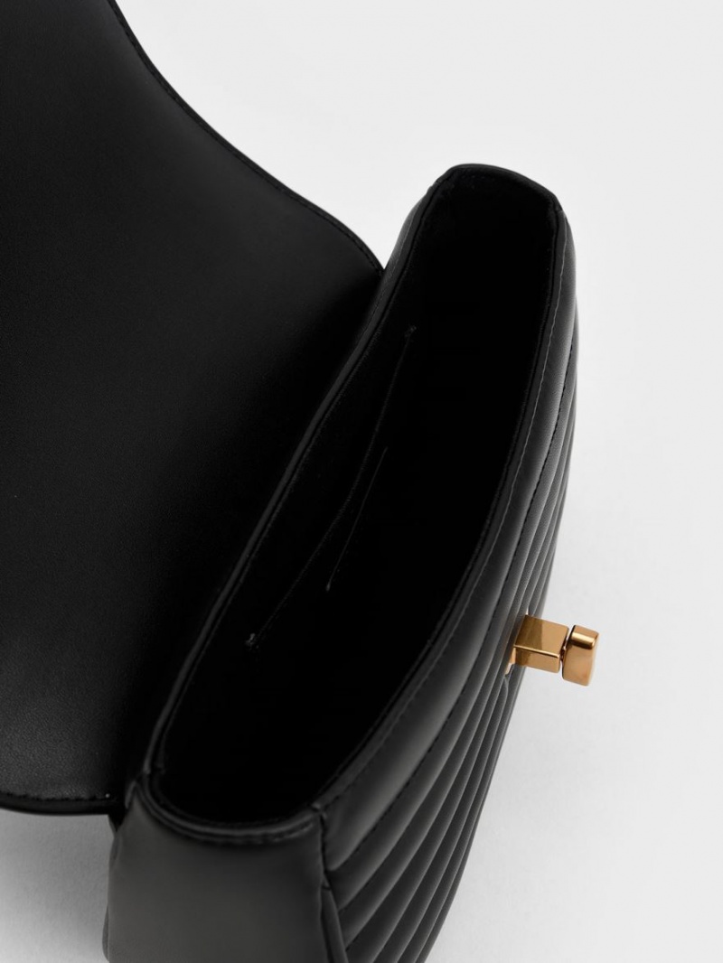 τσάντεσ χιαστί Charles And Keith Aubrielle Panelled μαυρα | 67593-TXDP