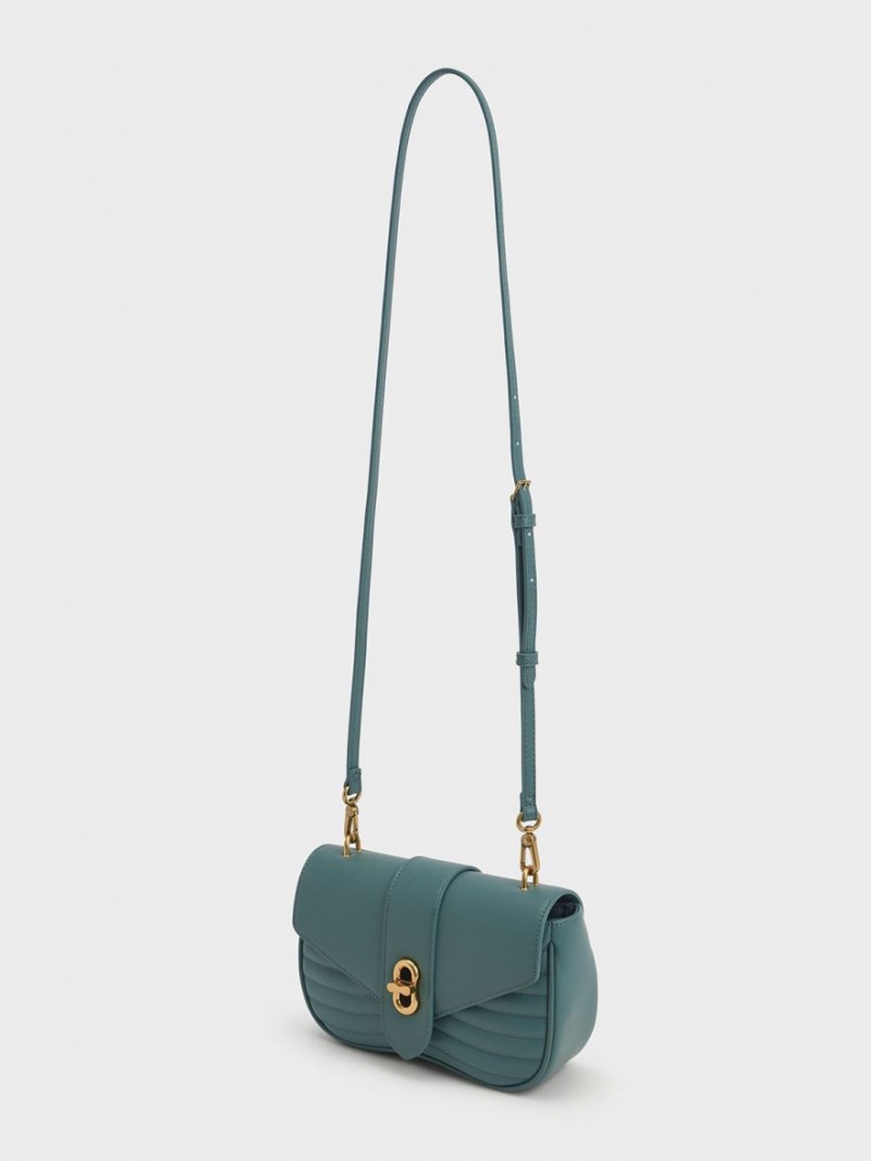 τσάντεσ χιαστί Charles And Keith Aubrielle Panelled τυρκουάζ | 25061-DNVC