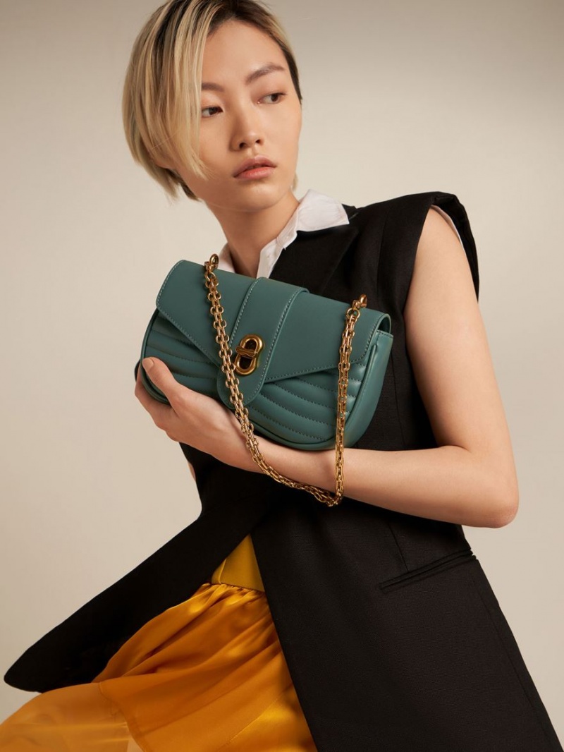 τσάντεσ χιαστί Charles And Keith Aubrielle Panelled τυρκουάζ | 25061-DNVC