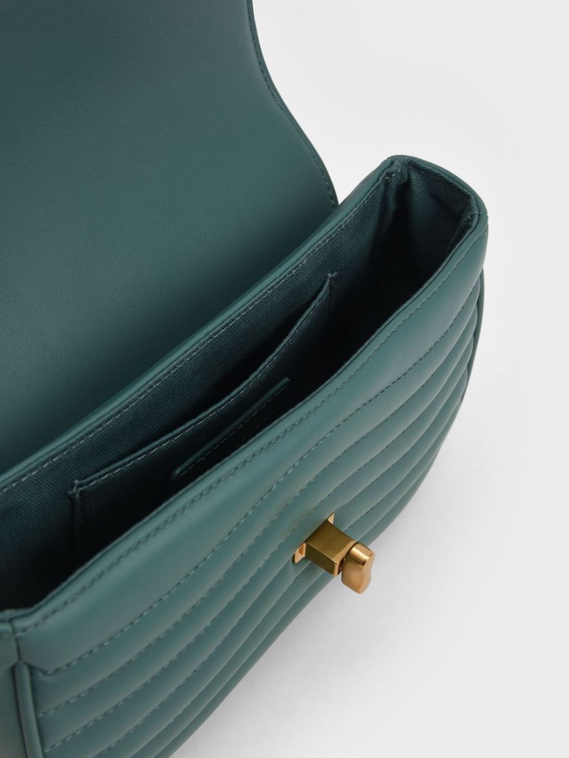 τσάντεσ χιαστί Charles And Keith Aubrielle Panelled τυρκουάζ | 25061-DNVC