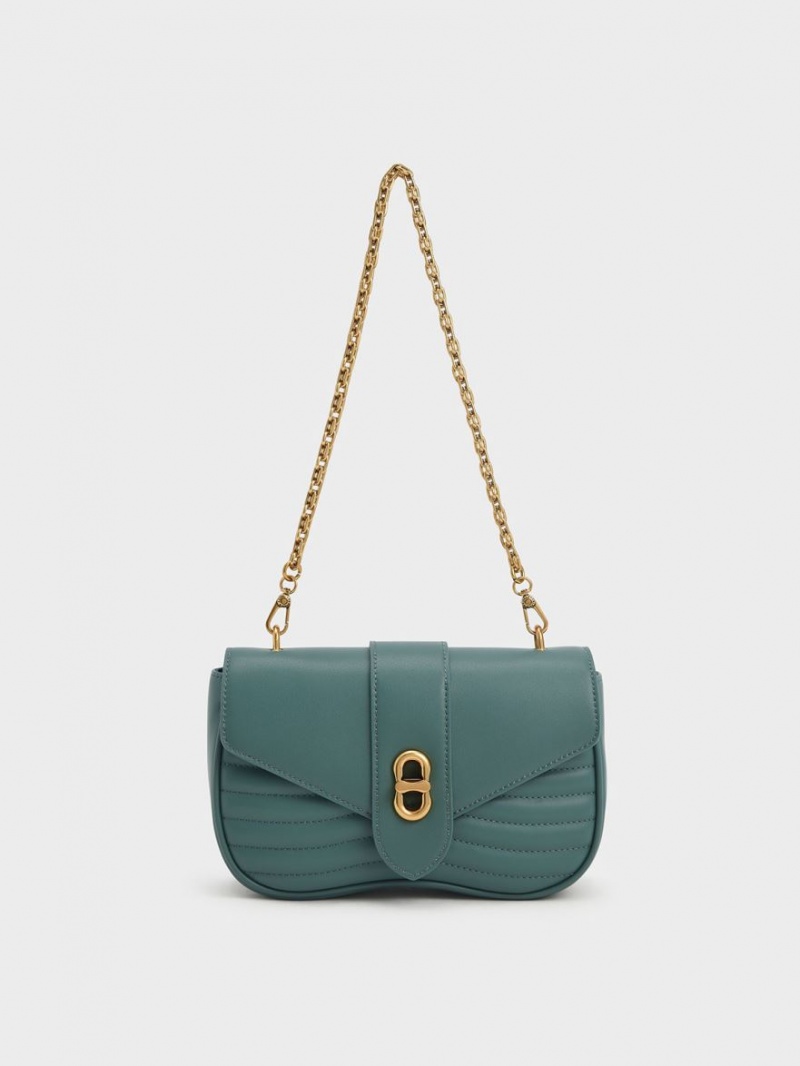 τσάντεσ χιαστί Charles And Keith Aubrielle Panelled τυρκουάζ | 25061-DNVC