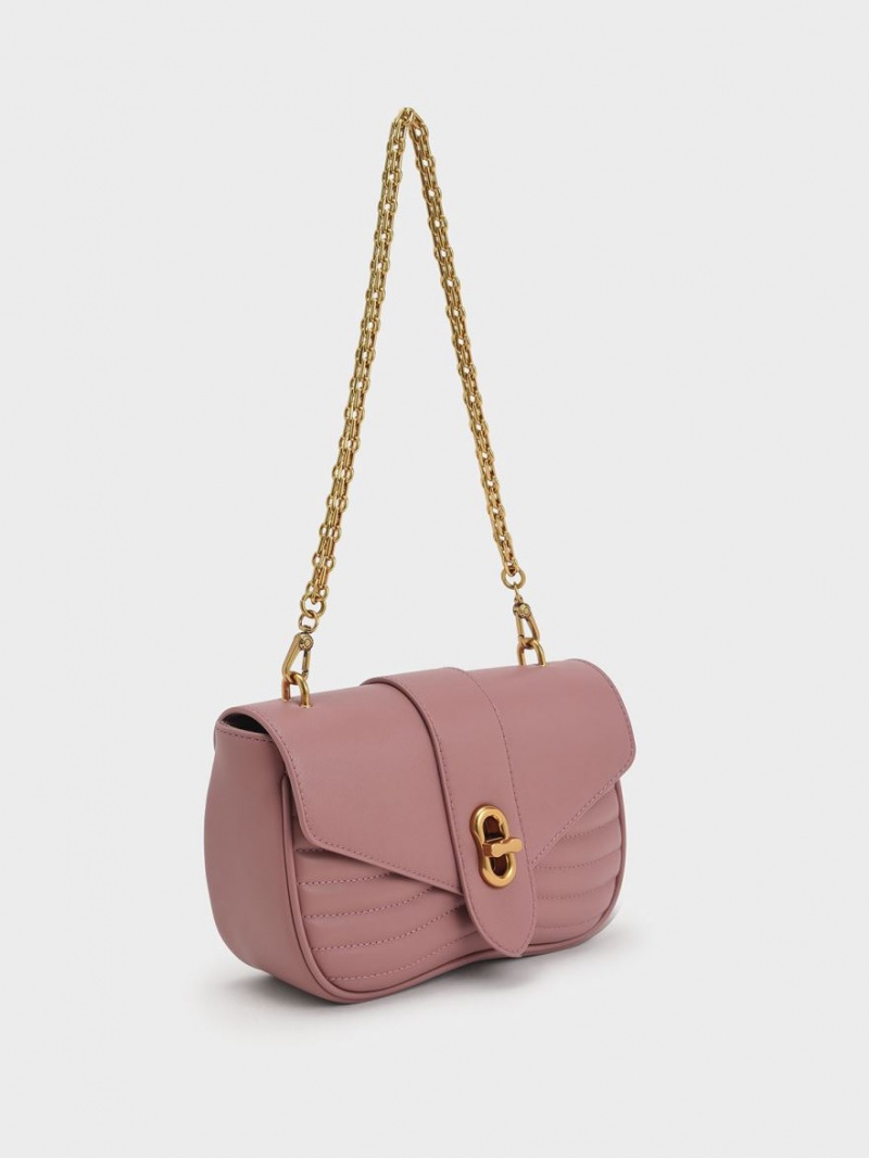 τσάντεσ χιαστί Charles And Keith Aubrielle Panelled μωβ | 81635-JVBN