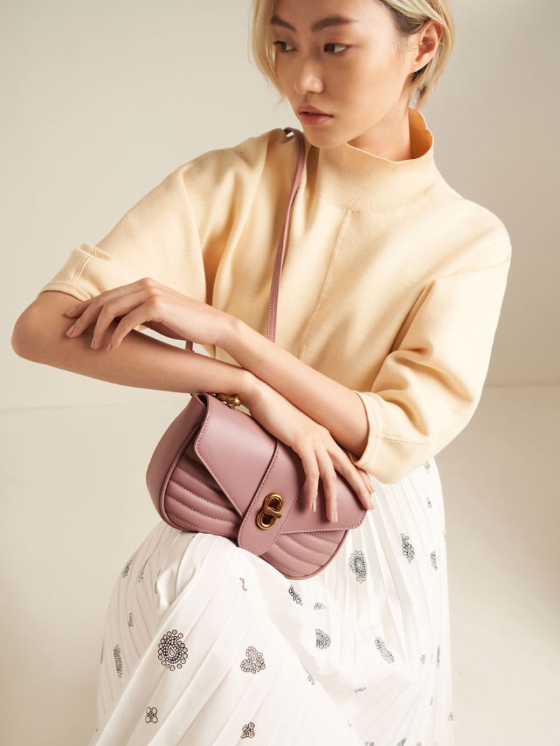 τσάντεσ χιαστί Charles And Keith Aubrielle Panelled μωβ | 81635-JVBN