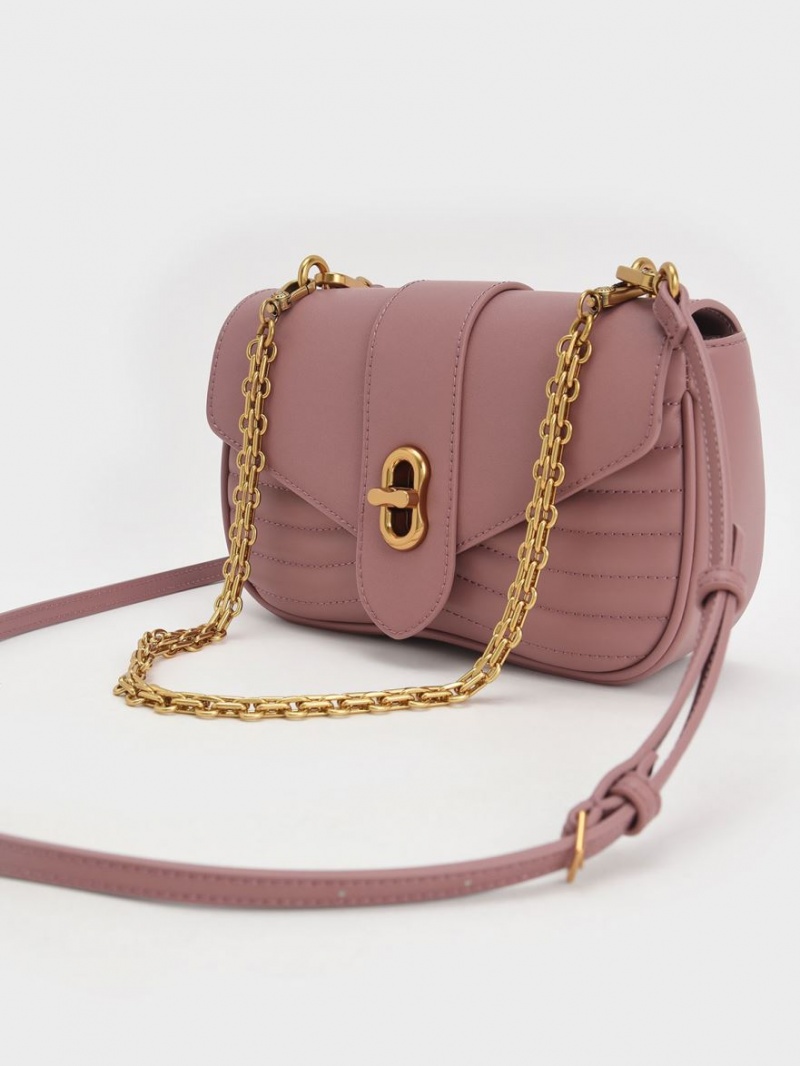 τσάντεσ χιαστί Charles And Keith Aubrielle Panelled μωβ | 81635-JVBN