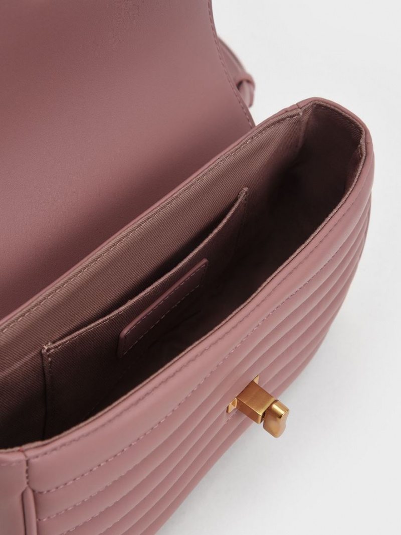 τσάντεσ χιαστί Charles And Keith Aubrielle Panelled μωβ | 81635-JVBN