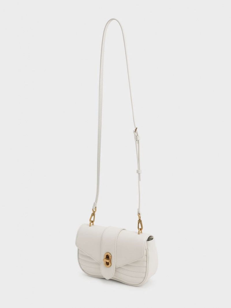 τσάντεσ χιαστί Charles And Keith Aubrielle Panelled κρέμα | 20915-ZSJE
