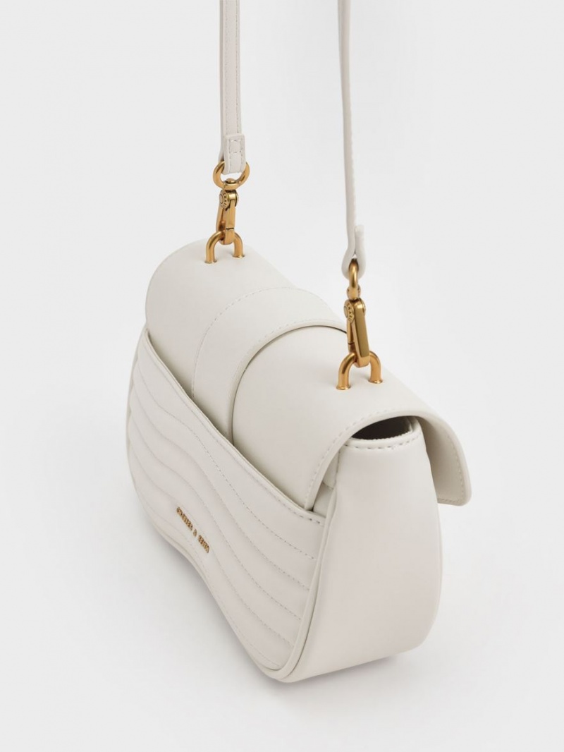 τσάντεσ χιαστί Charles And Keith Aubrielle Panelled κρέμα | 20915-ZSJE