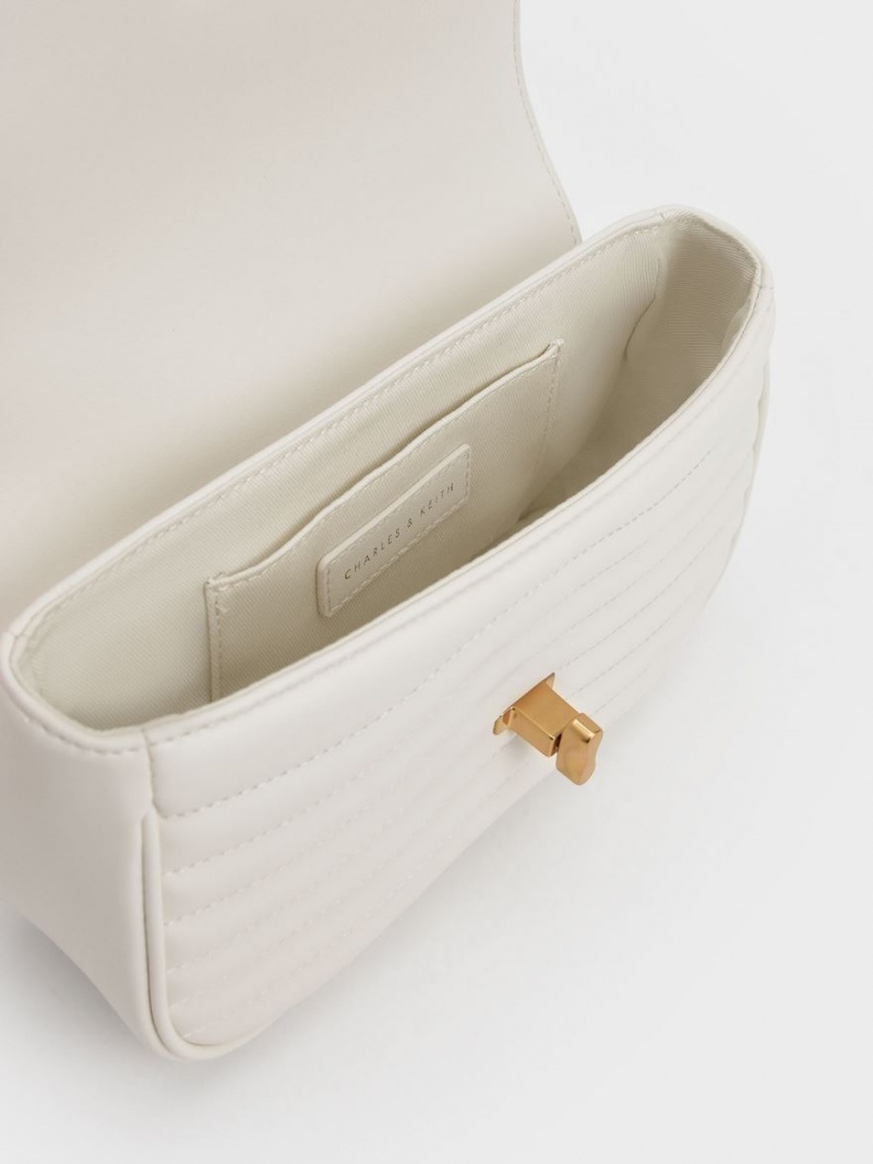 τσάντεσ χιαστί Charles And Keith Aubrielle Panelled κρέμα | 20915-ZSJE
