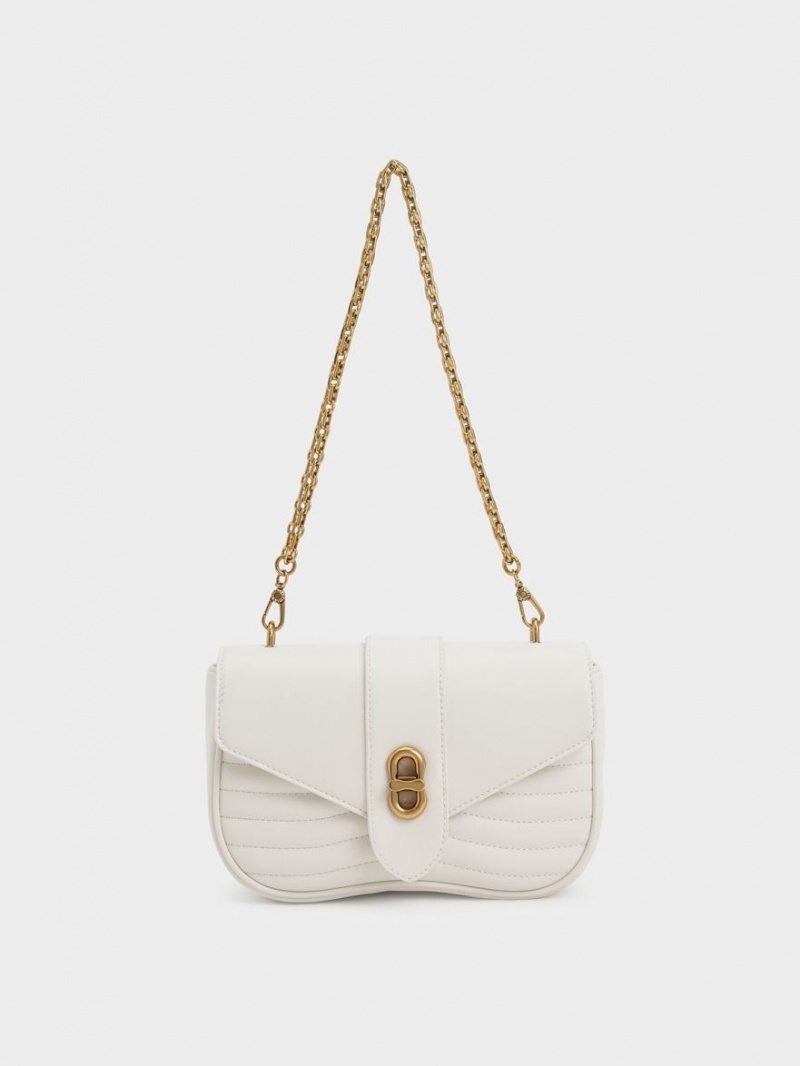 τσάντεσ χιαστί Charles And Keith Aubrielle Panelled κρέμα | 20915-ZSJE