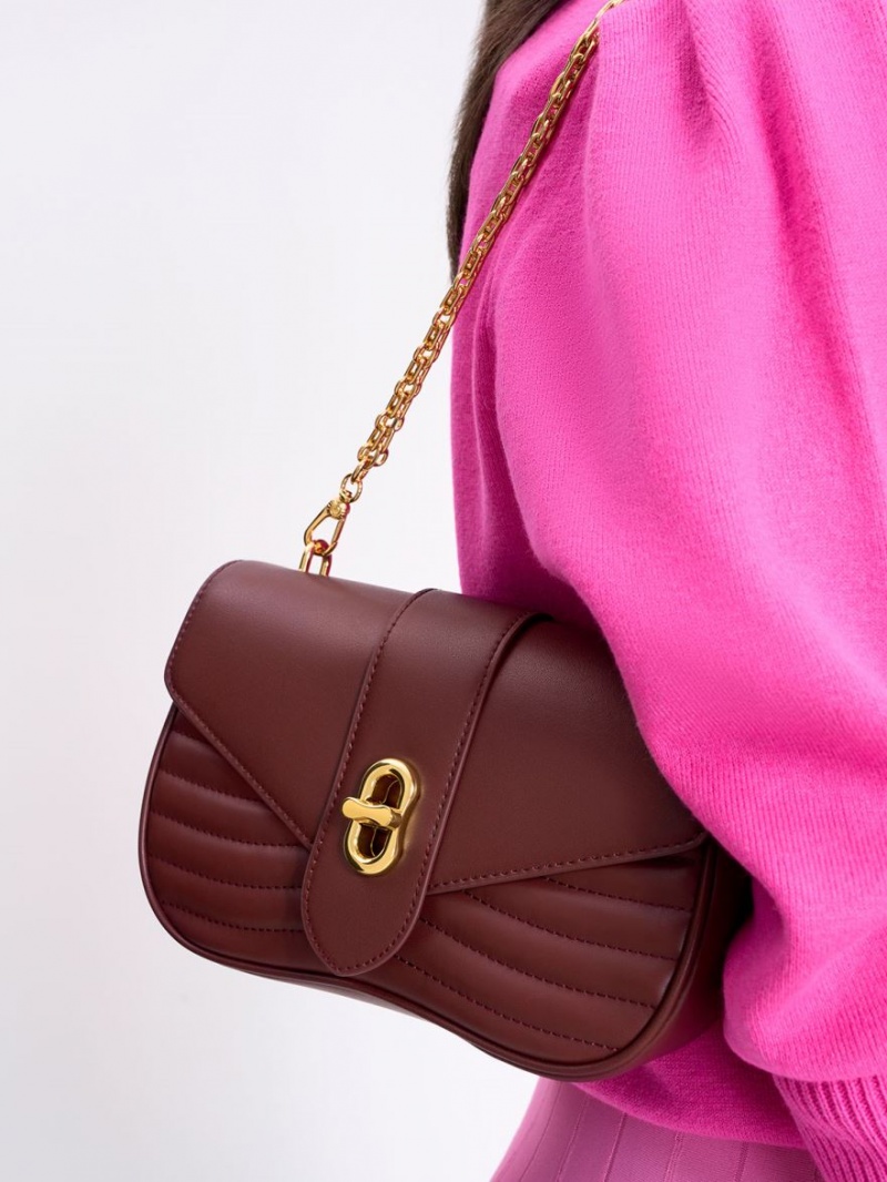 τσάντεσ χιαστί Charles And Keith Aubrielle Panelled μπορντο | 67195-AYQR