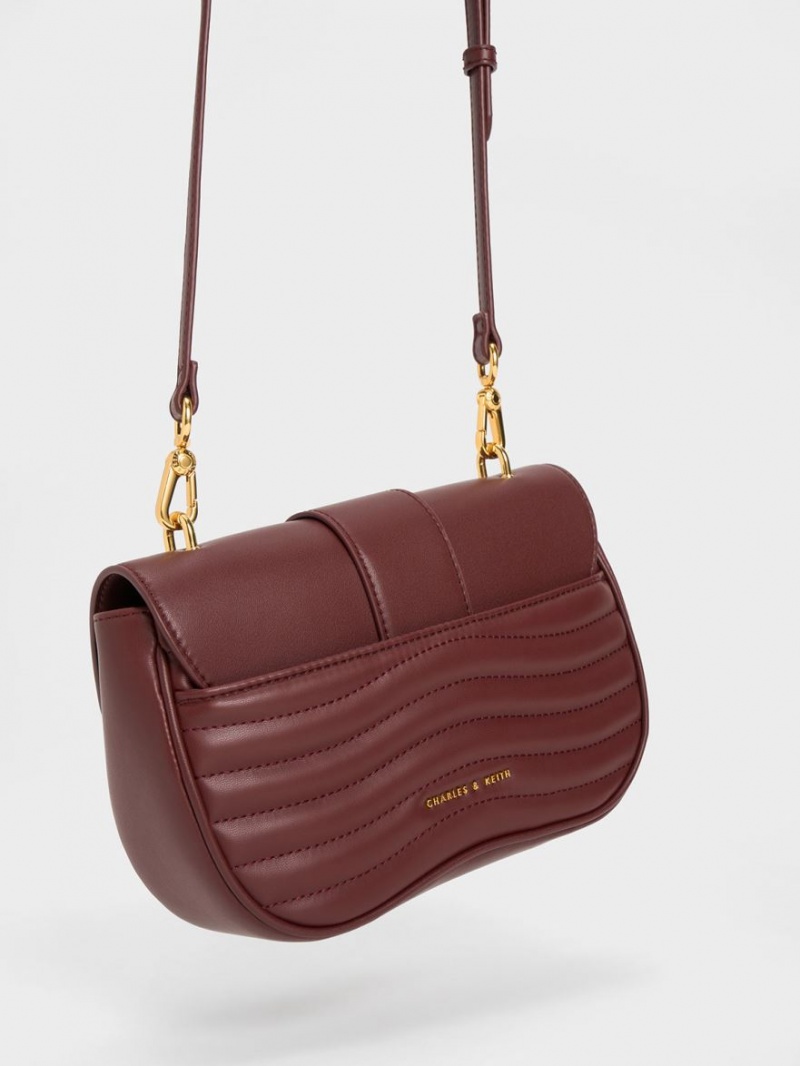 τσάντεσ χιαστί Charles And Keith Aubrielle Panelled μπορντο | 67195-AYQR