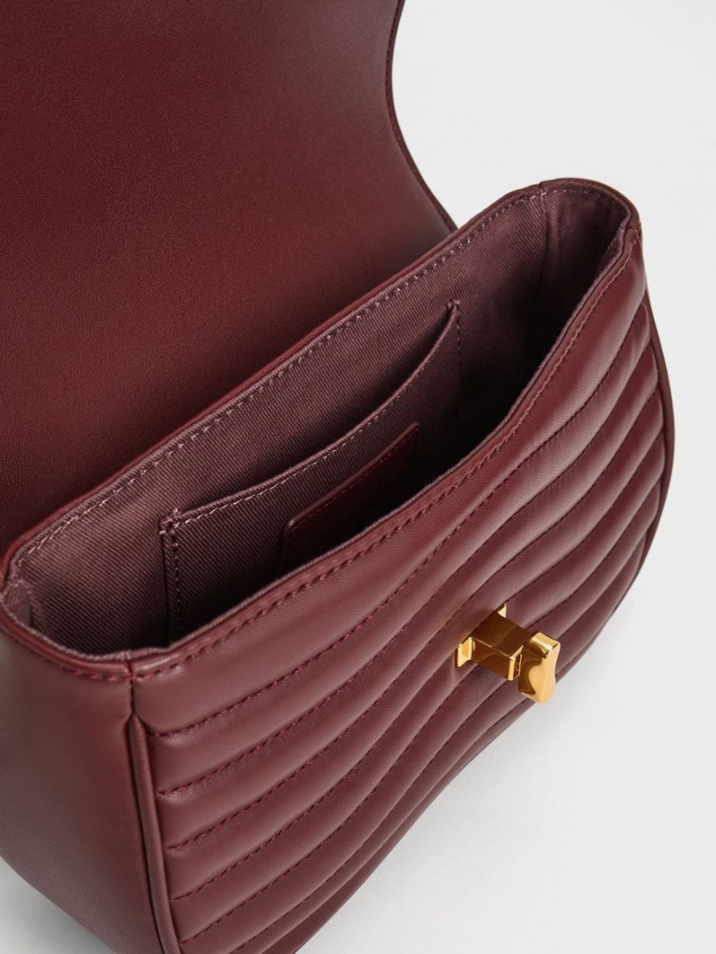 τσάντεσ χιαστί Charles And Keith Aubrielle Panelled μπορντο | 67195-AYQR