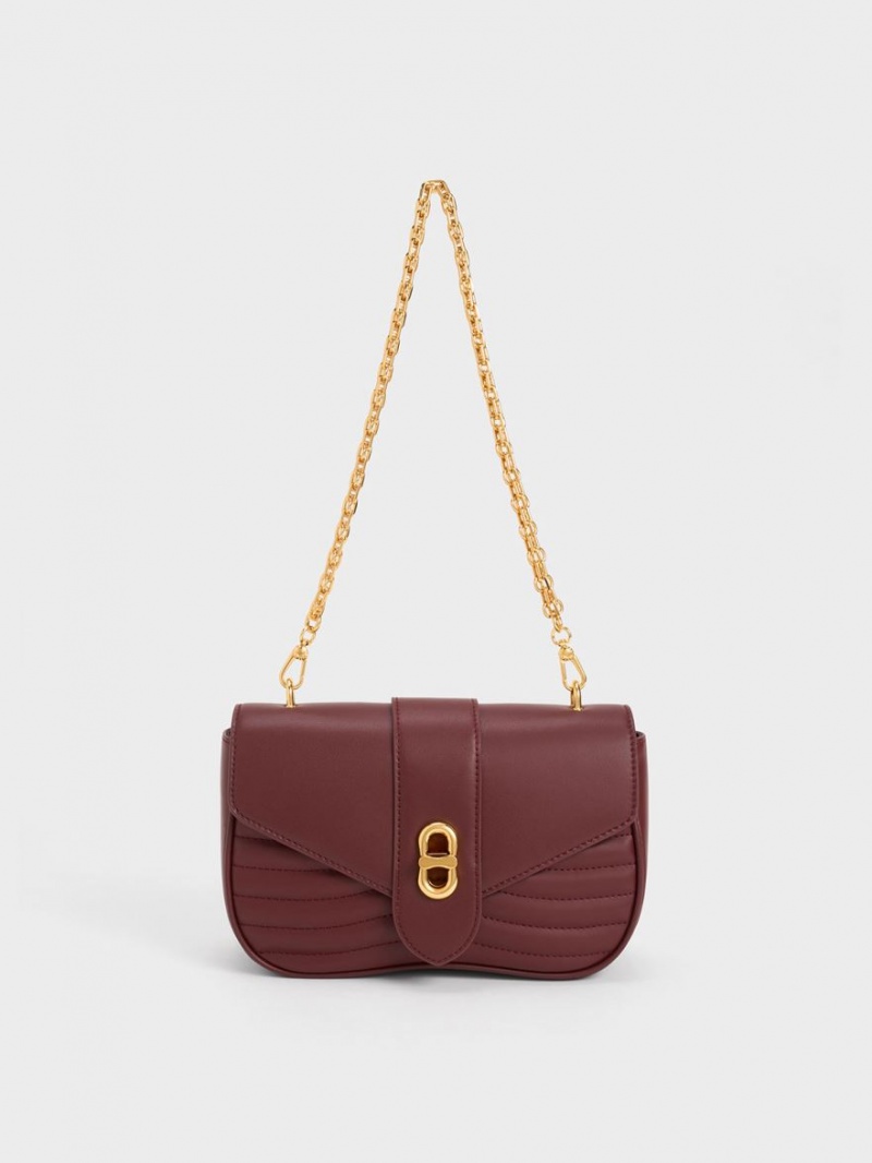 τσάντεσ χιαστί Charles And Keith Aubrielle Panelled μπορντο | 67195-AYQR