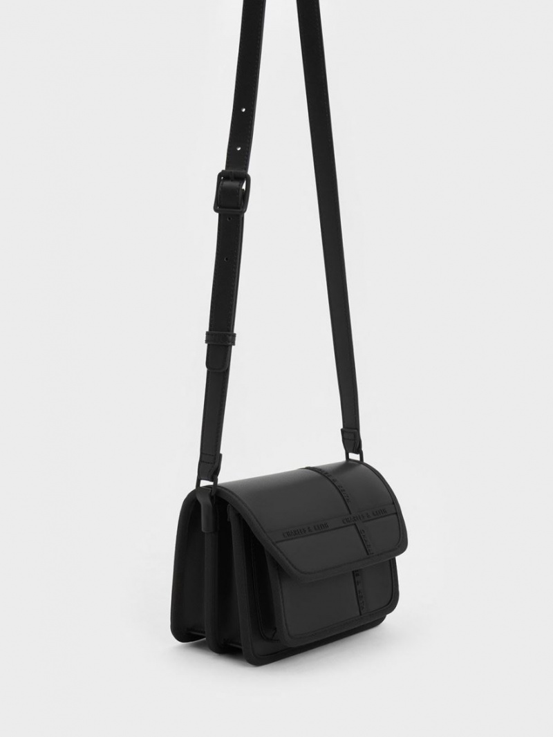 τσάντεσ χιαστί Charles And Keith Avenue Contrast-Trim μαυρα | 21605-TNXG