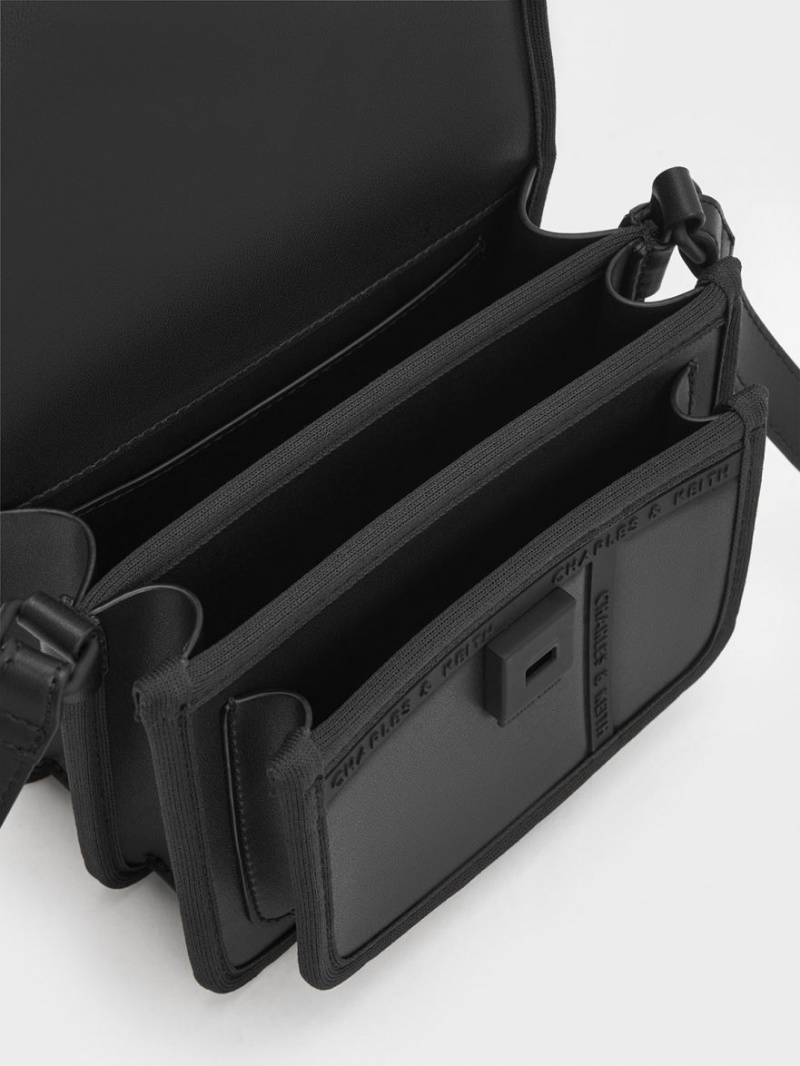 τσάντεσ χιαστί Charles And Keith Avenue Contrast-Trim μαυρα | 21605-TNXG
