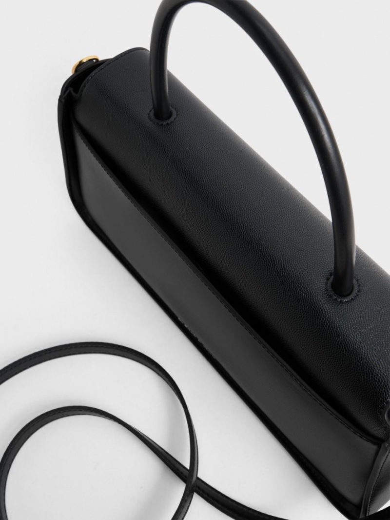 τσάντεσ ώμου Charles And Keith Avis Elongated Handle Trapeze μαυρα | 52348-DYOV