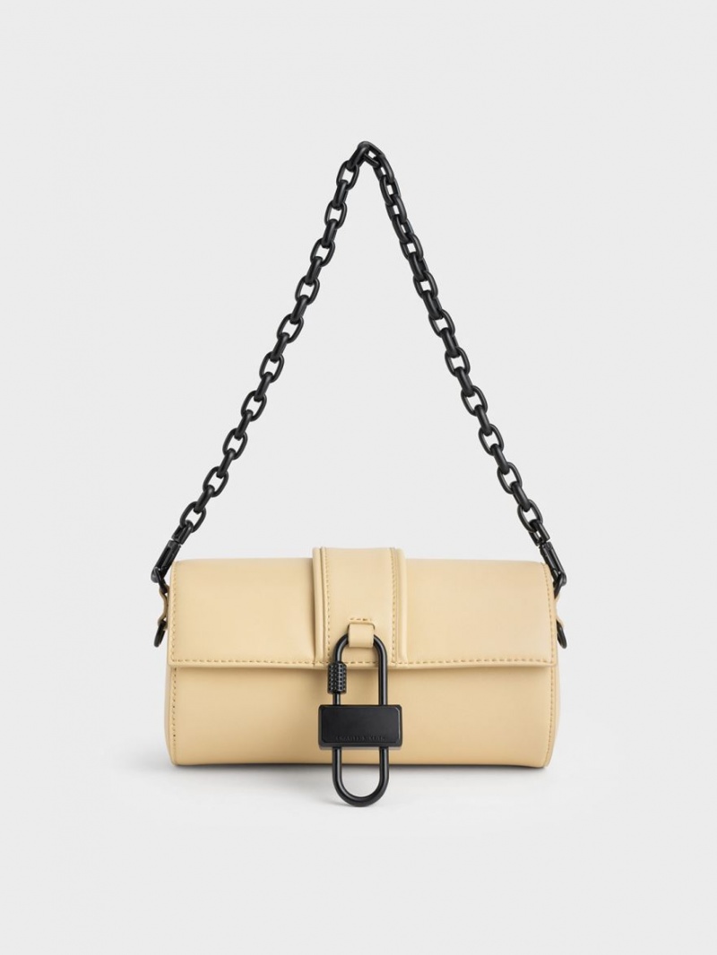 τσάντεσ ώμου Charles And Keith Balta Chain-Link Belted Μπεζ | 98213-JPDR
