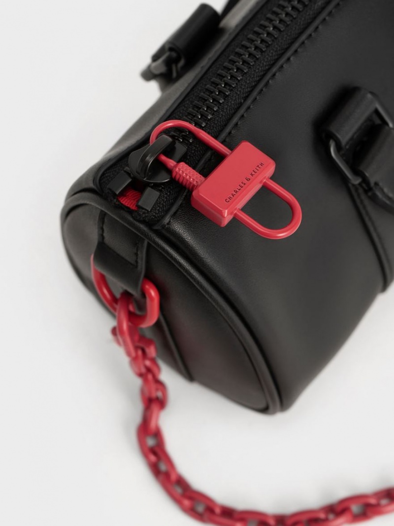 τσάντεσ χιαστί Charles And Keith Balta Chain-Link Bowling μαυρα | 82479-AHVS